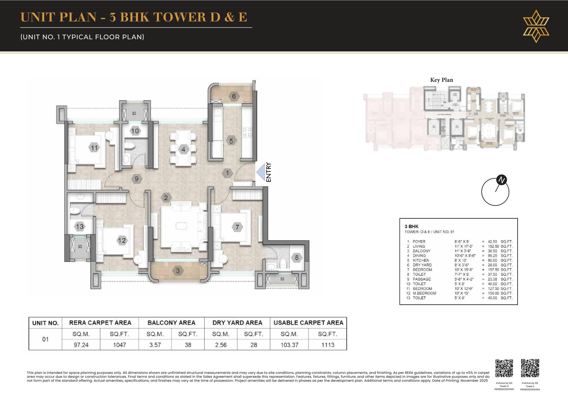 3 BHK Floor Plan
